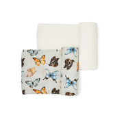 Set of 2 Organic Bamboo Swaddle Wrap | Butterfly Dreams